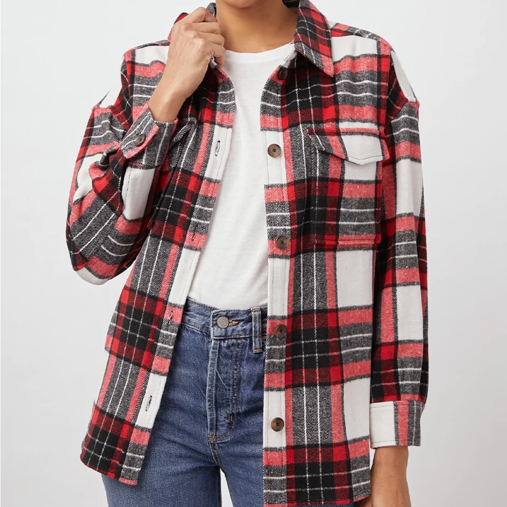 Rails Turner Shirt Jacket Ivory Crimson Jet M